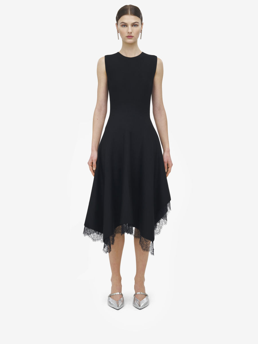 ALEXANDER MCQUEEN - Lace Detail Asymmetric Dress - Item 839750Q1BEG5139